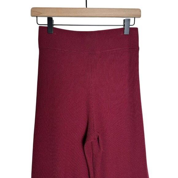 Anthropologie Maroon Small Ribbed Harem Pants Boho Lounge Wide Leg Cropped Ankle - Picture 8 of 11